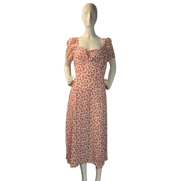 Hesperus Dresses & Skirts - Y2K VTG Pink Floral Dress Milkmaid Cottage Core 90s Feminine Midi XL